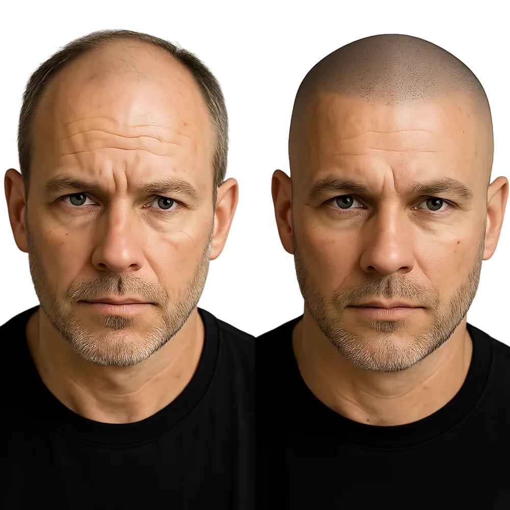 Vorher und Nachher — Scalp Micropigmentation Ergebnis bei Scalp Academy Nürnberg
